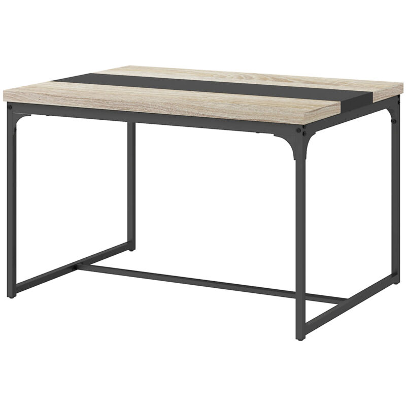 Homcom - Table salle à manger 6 places - style industriel - dim. 120L x 89l x 75,5H cm - métal noir aspect bois