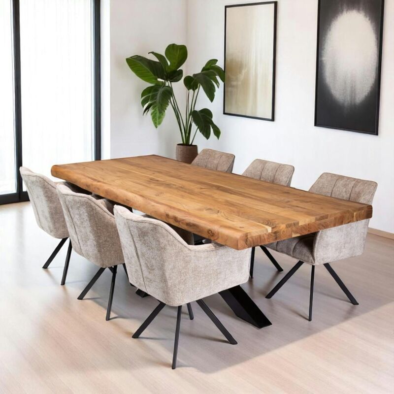 Pier Import - Table salle à manger bois massif pied mikado 240 cm melbourne
