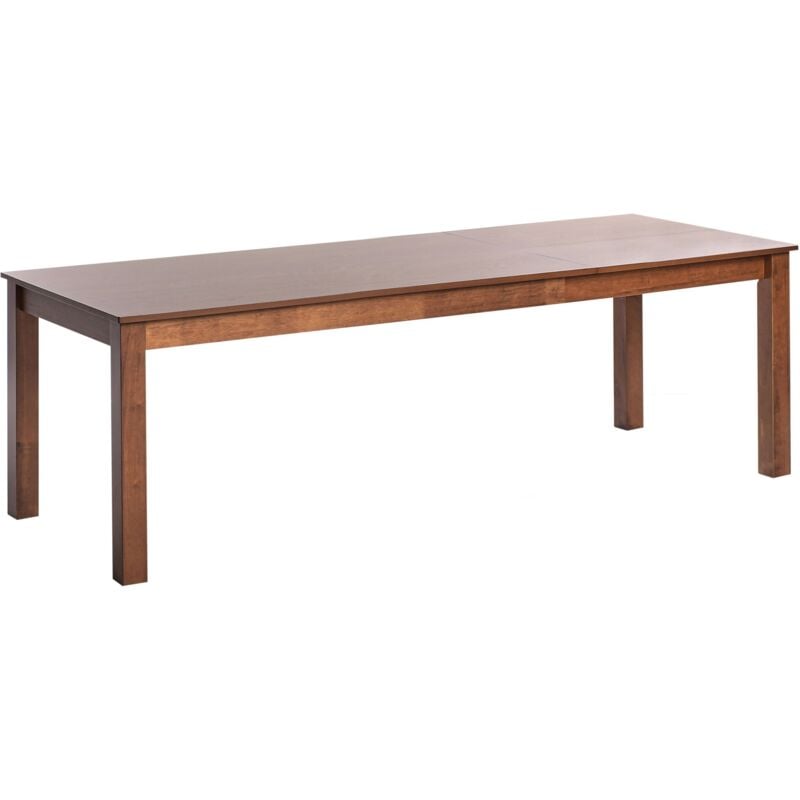 Table Salle à Manger et Cuisine Extensible pour 10 Personnes 160/240 x 90 cm MDF et Bois d'Hévéa Finition Bois Foncé Madura