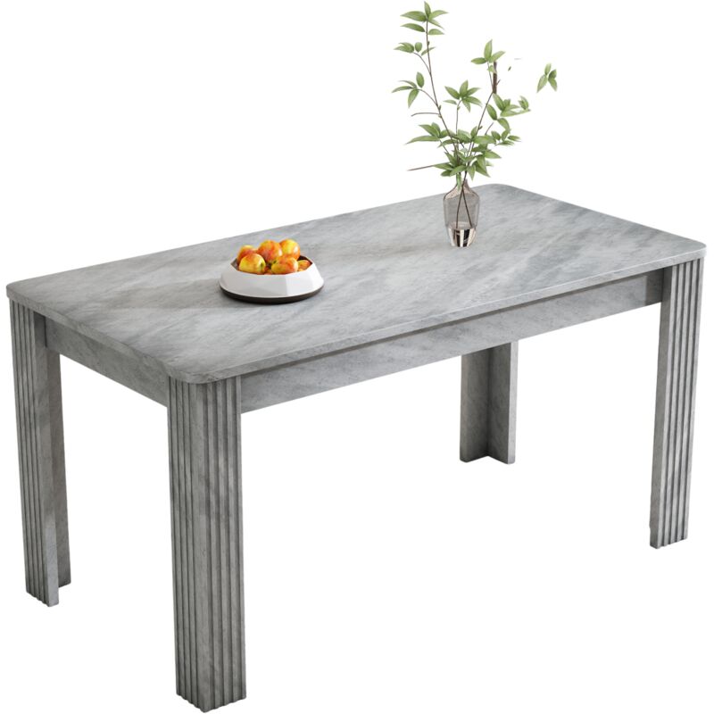 Table salle à manger rectangulaire chêne style béton - 4 pieds robustes - design moderne - 1PCS