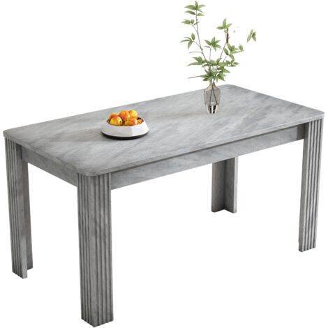Table salle à manger rectangulaire chêne style béton - 4 pieds robustes - design moderne - 1PCS
