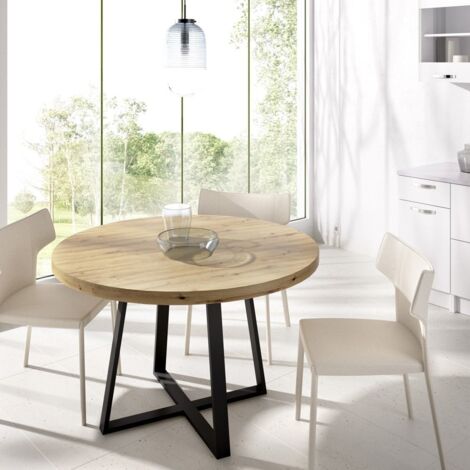 DEKIT Table de salle à manger fixe 120 pieds ronds en métal Duna Nordic 75 A X 120 AN X 120 P