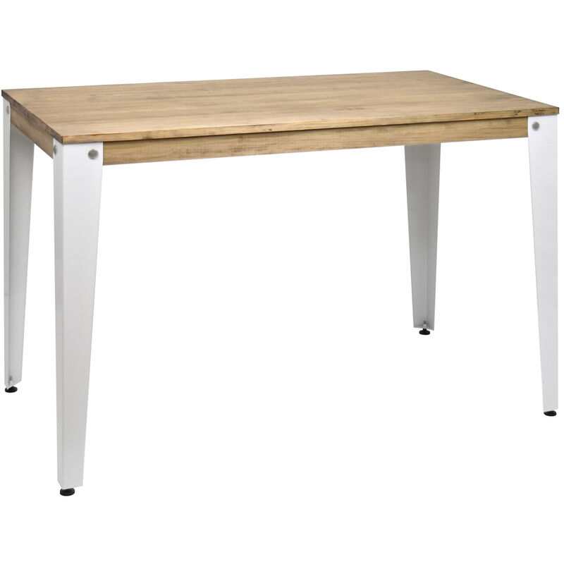 Table Salle à Manger Lunds 110x70x75cm Blanc-Vieilli Box Furniture Blanc