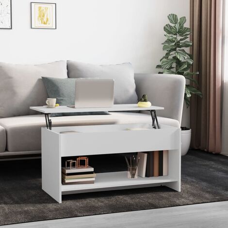 Table salon Moderne - Table basse Blanc 102x50x52,5 cm Bois d'ingénierie FR34643