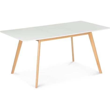 Table scandinave extensible IDMARKET INGA - 4-6 personnes - Blanche - 120-160 cm