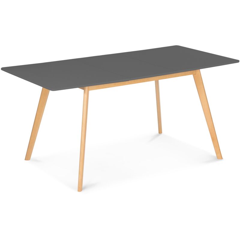 Idmarket - Table scandinave extensible rectangle inga 4-8 personnes plateau gris anthracite pieds bois 120-160 cm