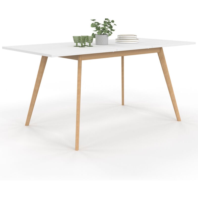 Table scandinave extensible Idmarket inga - 4-6 personnes - Blanche - 120-160 cm
