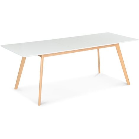 Table scandinave extensible INGA 160-200 cm blanche - Blanc