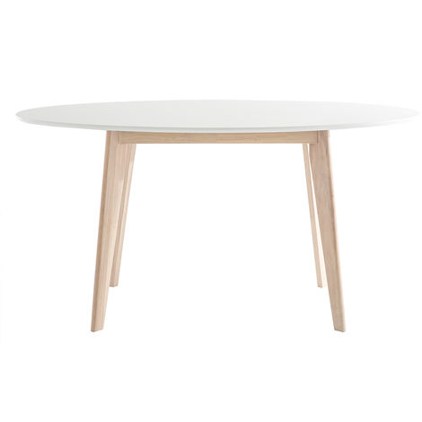 MILIBOO Table scandinave ovale blanche et bois clair L150 cm LEENA