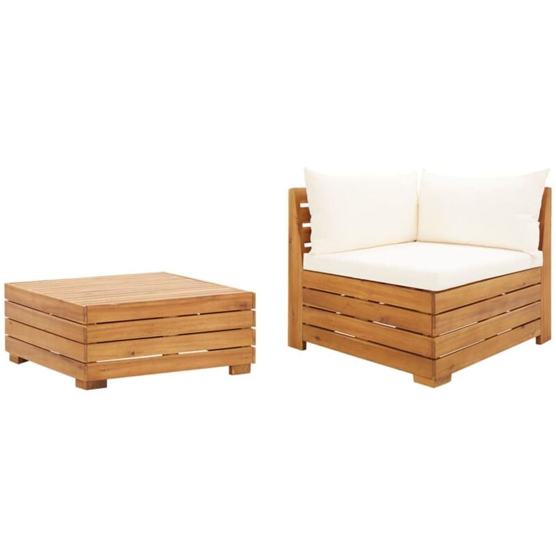 Vidaxl - Salon de jardin 2 pcs avec coussins Bois d'acacia solide