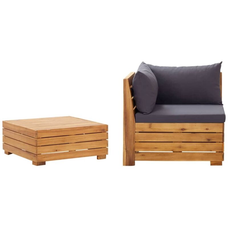 vidaXL 2-tlg. Garten-Lounge-Set mit Kissen Massivholz Akazie