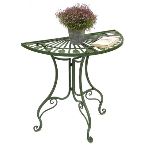 Table semi-circulaire Table murale 93995 Table d'appoint en métal 80 cm Table de jardin Table semi-circulaire Console murale Console murale
