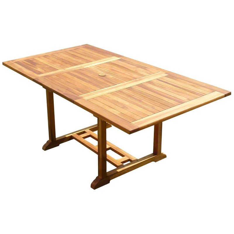Table rectangulaire en teck aspect huilé sidan L.120-180 P.100 cm