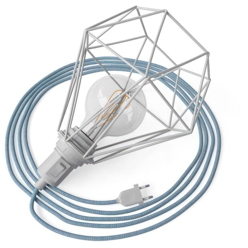 Image of Table Snake - Lampada plug-in con paralume a gabbia Diamond Bianco - Bianco