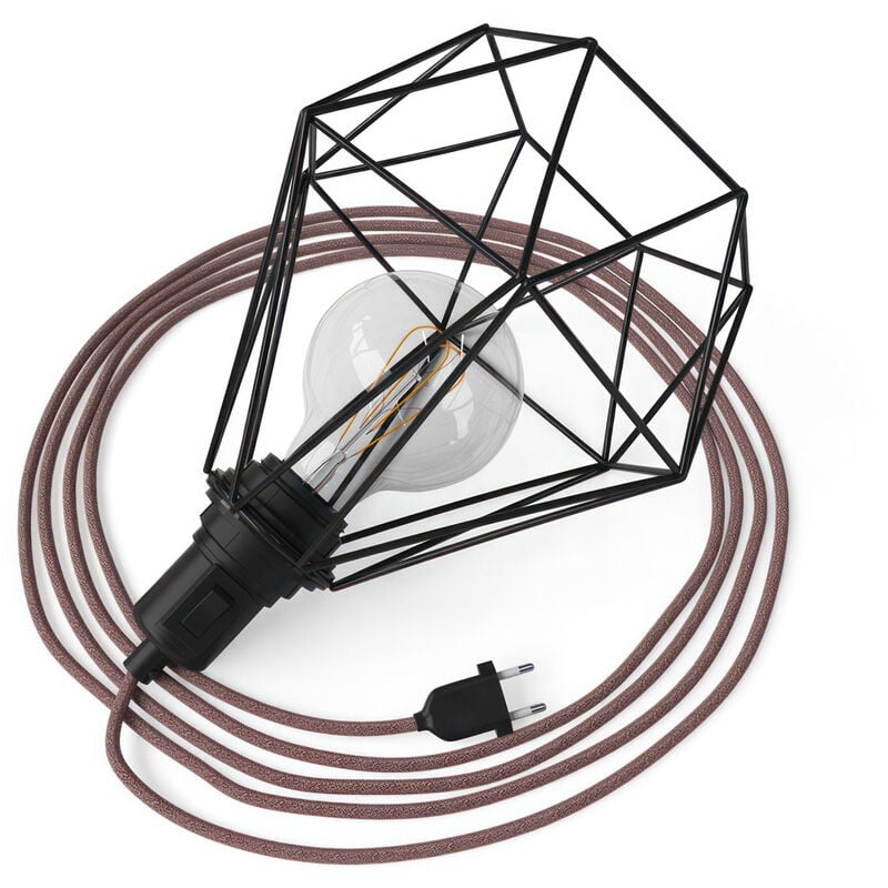 Image of Table Snake - Lampada plug-in con paralume a gabbia Diamond Nero - Nero