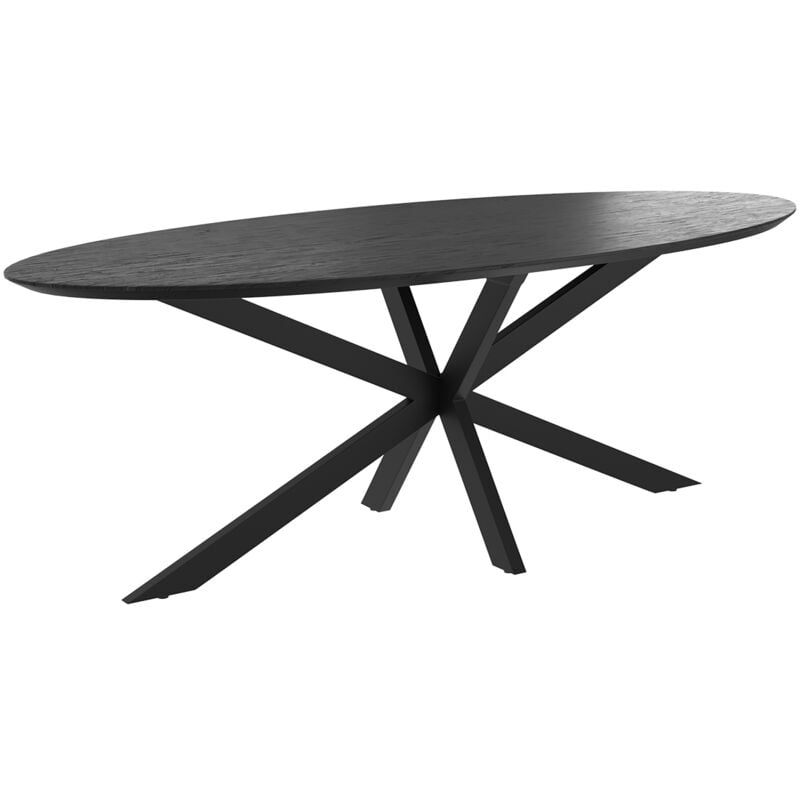 Rendez-vous Déco - Table ovale 8 personnes en bois de teck recyclé noir 220 cm - sparo