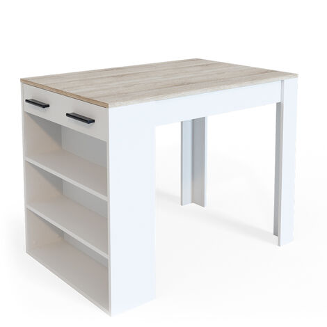 Table style bar Repose, Sonoma/blanc, 67 x 100 cm, Vicco