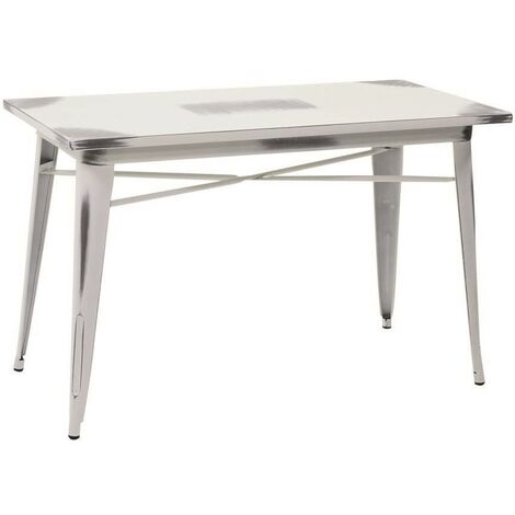 Table style industriel Bristol avec plateau blanc antique h76 cm