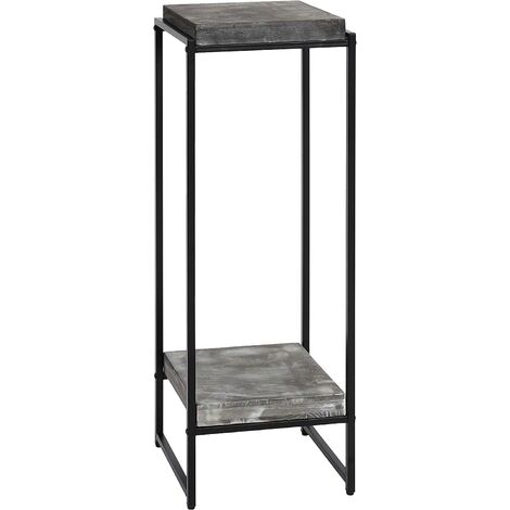 Table support de plantes étagère à fleurs table d'appoint en métal MDF gris foncé 101cm MED04068