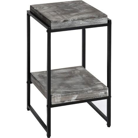 Table support de plantes étagère à fleurs table d'appoint en métal MDF gris foncé 61cm MED04074