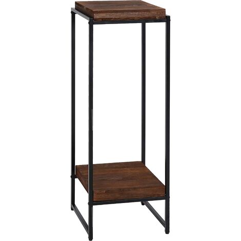 Table support de plantes étagère à fleurs table d'appoint en métal MDF marron foncé 101cm MED04067
