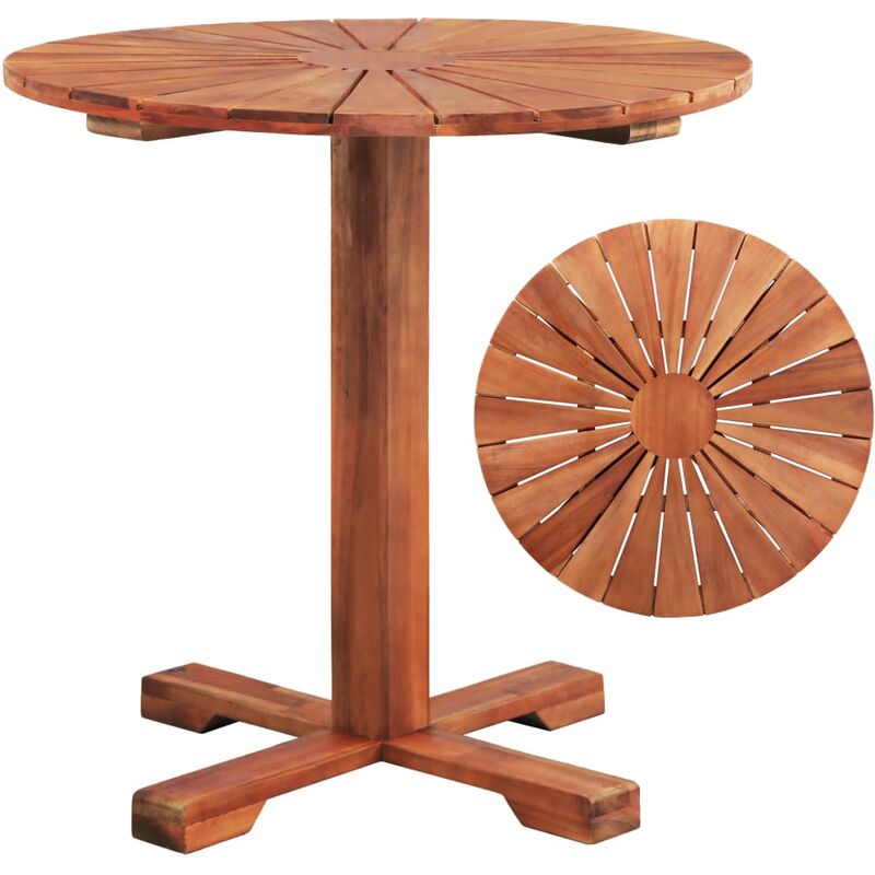 Table Sur Pied Bois D'Acacia Massif 70 X 70 Cm Rond