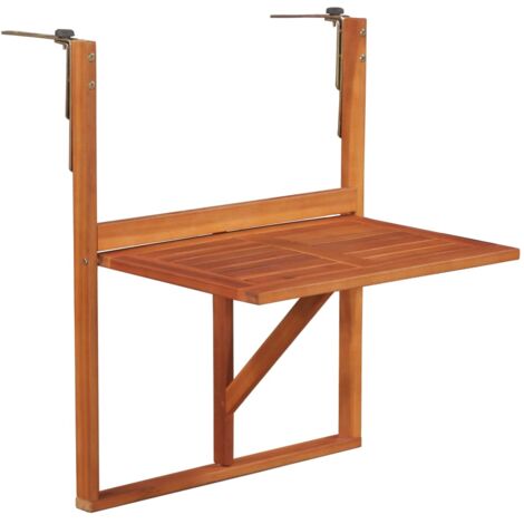 Table suspendue de balcon 64,5x44x80 cm Bois d'acacia massif