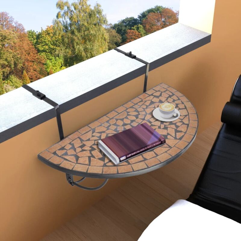 Table suspendue de balcon Terre cuite Mosaïque vidaXL