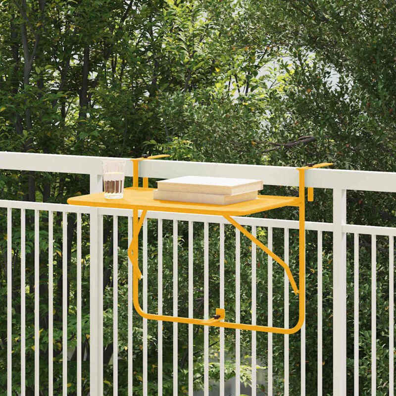 Torana - Table Suspendue de Balcon Jaune 60 x 39 x 65 cm Acier