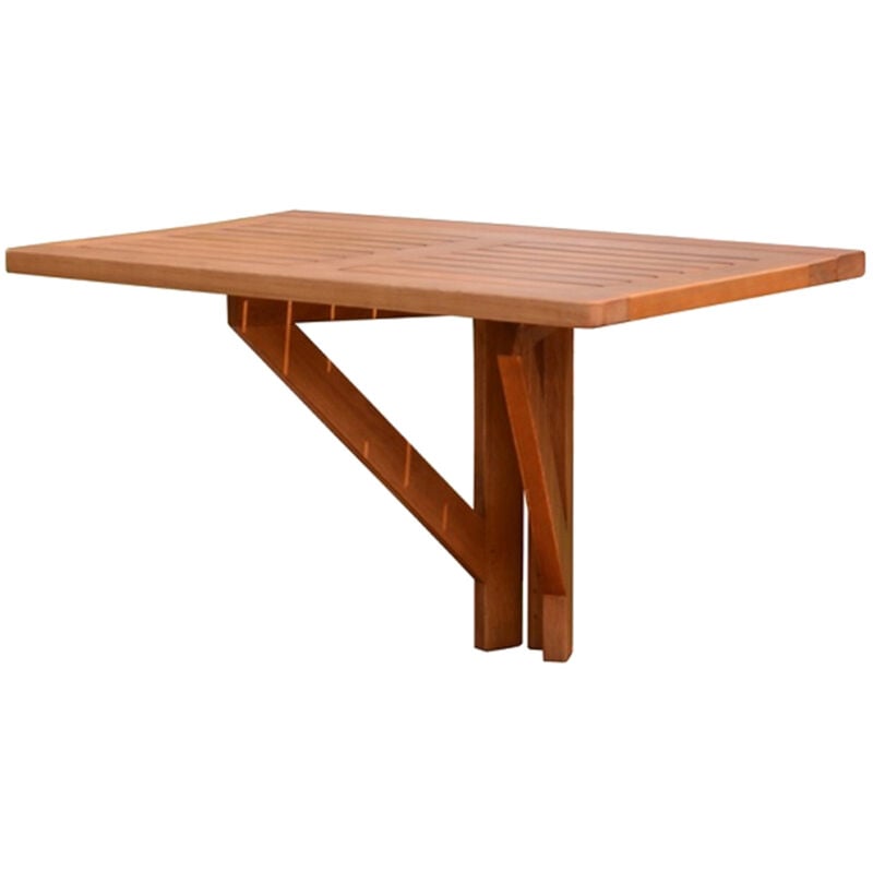 Table suspendue table pliante table de balcon 60 x 40 x 37cm brun, table pliante, bois d'eucalyptus, résistant aux intempéries, peu encombrant,