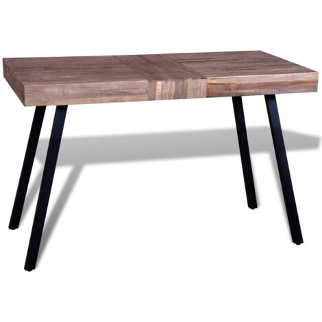 Vidaxl – Table en teck recyclé 119x58x76 cm – Fer peint noir – Fabrication artisanale – Unique et esthétique