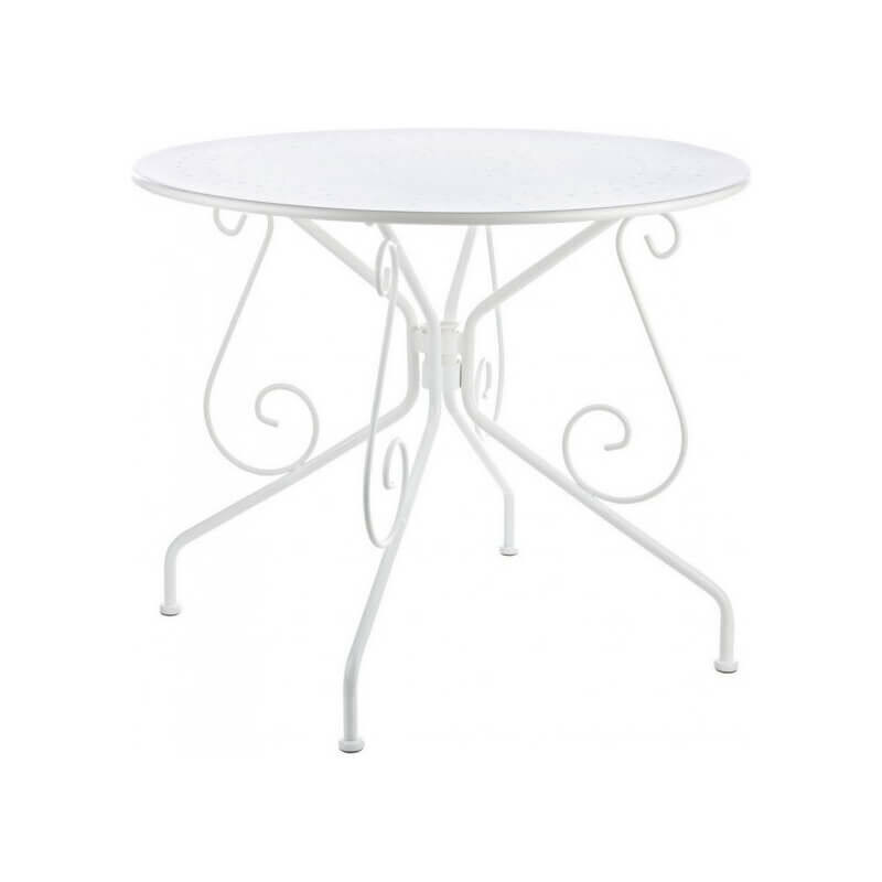 Iperbriko - Table blanche classique Etienne D90 en métal pour l'extérieur