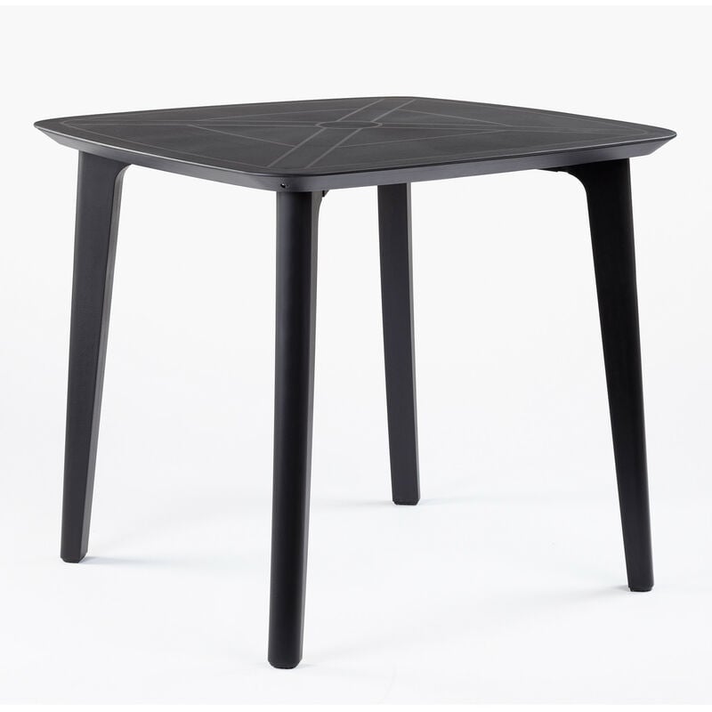 Sklum - Table de Jardin Carrée en Polyéthylène (85x85 cm) Nati Noir - Noir