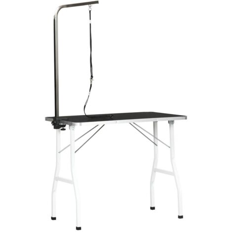 Table toilettage chien réglable 91.5x61.5x76cm avec boucles pour bain séchage coupe poils à domicile matériel professionnel - noir
