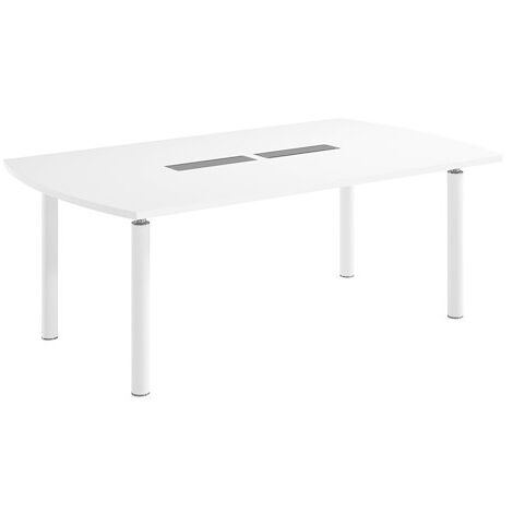 Table tonneau antibactérien plateau blanc 8 personnes L 200 x P 115 cm - Frégate - piétement blanc - Maxiburo