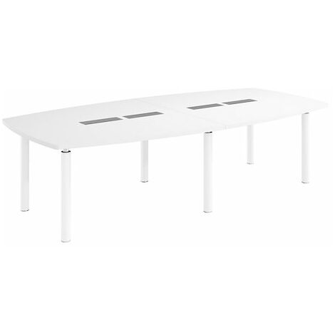 Table tonneau plateau blanc 10 personnes L 280 x P 140 cm - Frégate - piétement blanc - Maxiburo