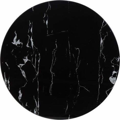 Table Top Black Ø60 cm Glass with Marble Texture