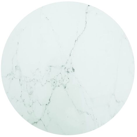 Table Top White Ø80x1 cm Tempered Glass with Marble Design vidaXL