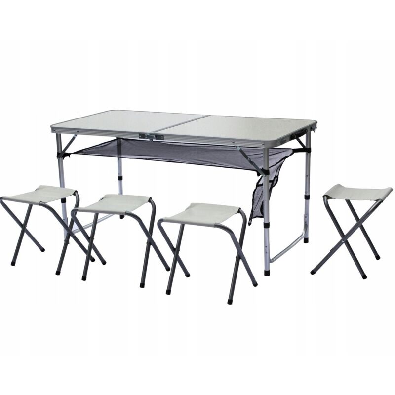 Table Touristique Avec 4 Chaises Valise Pliable Set De Pêche Étagère