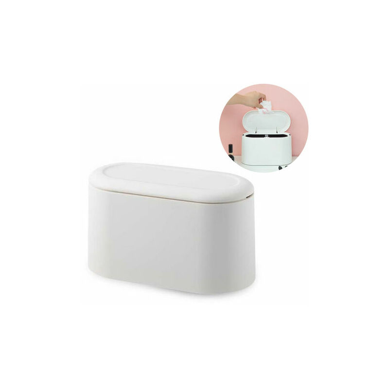 Table trash can with lid, mini trash can table trash can, bathroom cosmetic bin table trash can for kitchen bathroom office desk toilet car bed odor