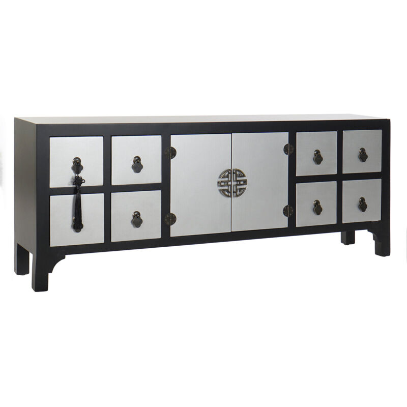 Dkd Home Decor - Meuble Tv Sapin Mdf 130X24X51 Oriental Noir