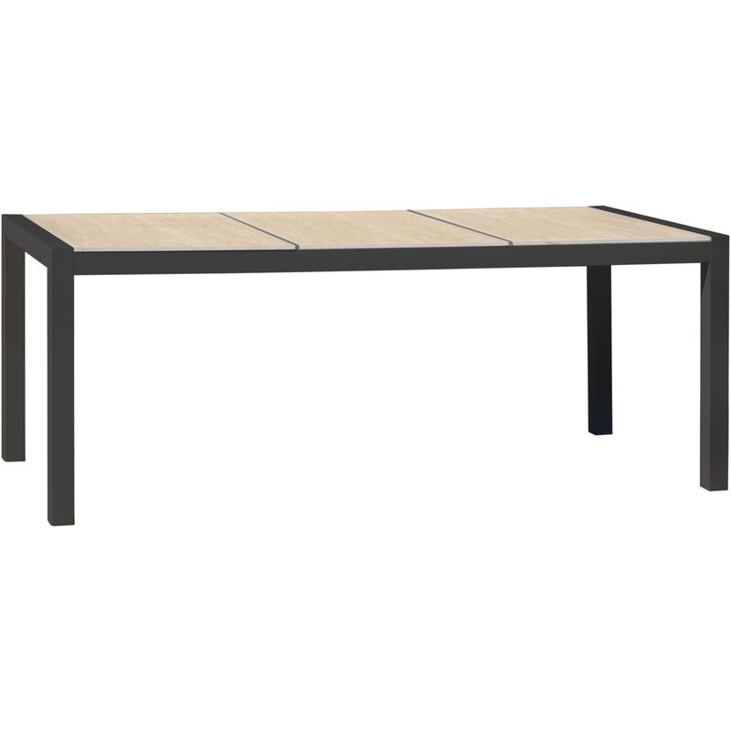 Dcb Garden - venise - Table de jardin en aluminium anthracite avec plateau céramique beige