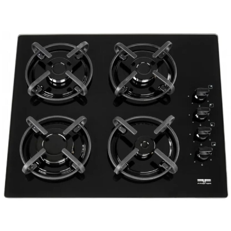 Frionor - Table verre noir 4 feux gaz 59x42x4,7cm