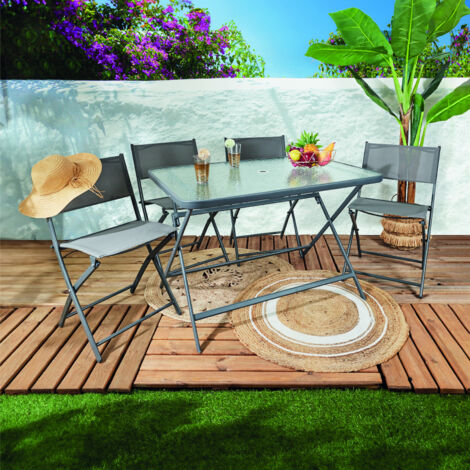 Table Verre Trempe Formentera Gris 110x70cm