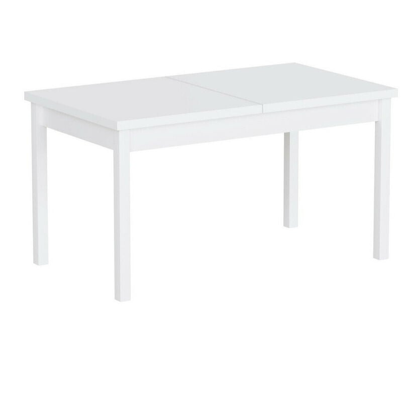 Mobilier1 - Table Victorville 126, Blanc, 78x80x140cm, Allongement, Stratifié, Bois