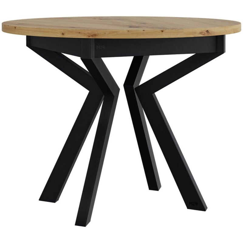 Mobilier1 - Table Victorville 368, Chêne Artisan + Noir, 78x0x0cm, Stratifié, Métal