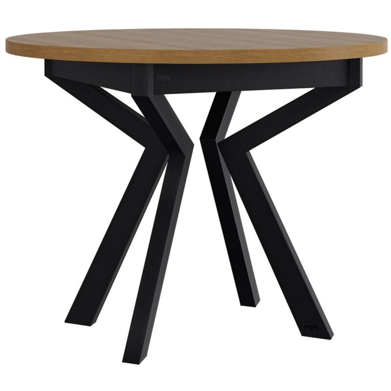 Mobilier1 - Table Victorville 368, Chêne petit-fils + Noir, 78x0x0cm, Stratifié, Métal