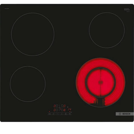 Table vitro 60cm BOSCH - PKF611BB8E - Type de commande: a l'avant - Design: sans cadre - Zone double - Noir