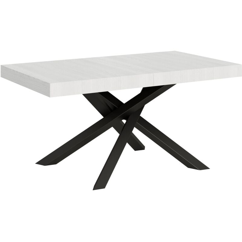 Itamoby - Table extensible 90x160/264 cm Volantis Frêne Blanc structure Anthracite