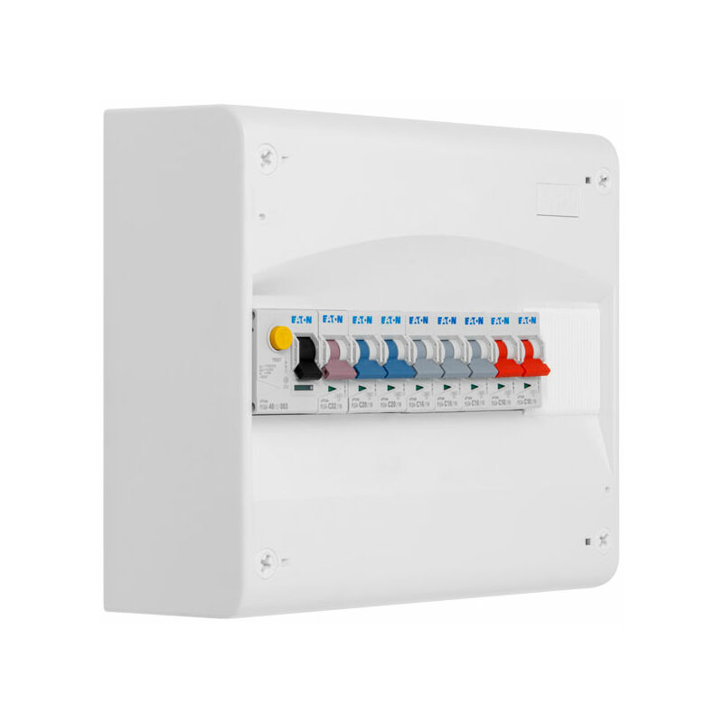 Tableau 1 rangée pré-équipé 1 inter. diff. 40A type ac + 8 disjoncteurs Eaton